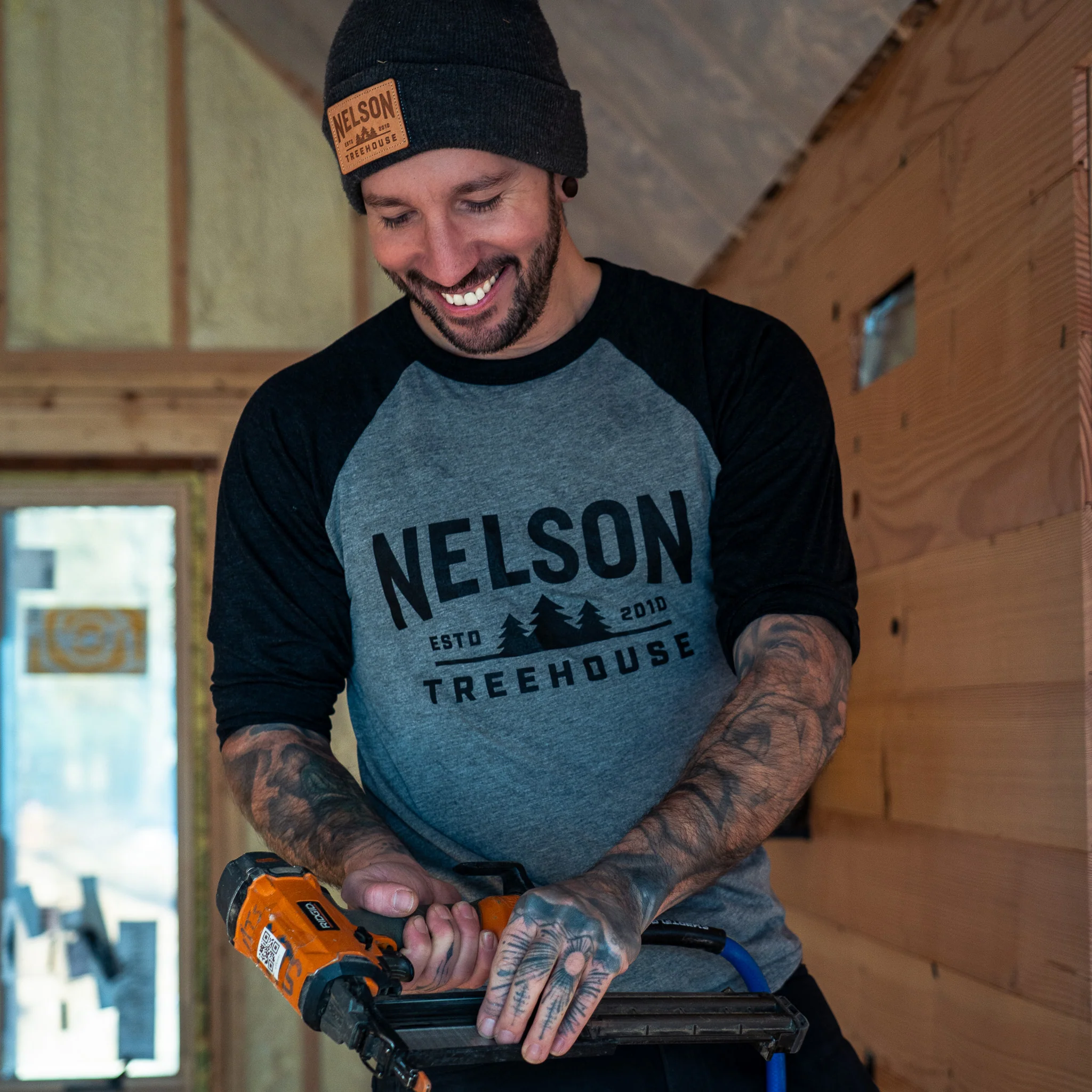 Nelson Treehouse Baseball Tee Shirt - Triblend Raglan 3/4 Sleeve | Be in a Tree - Image 5