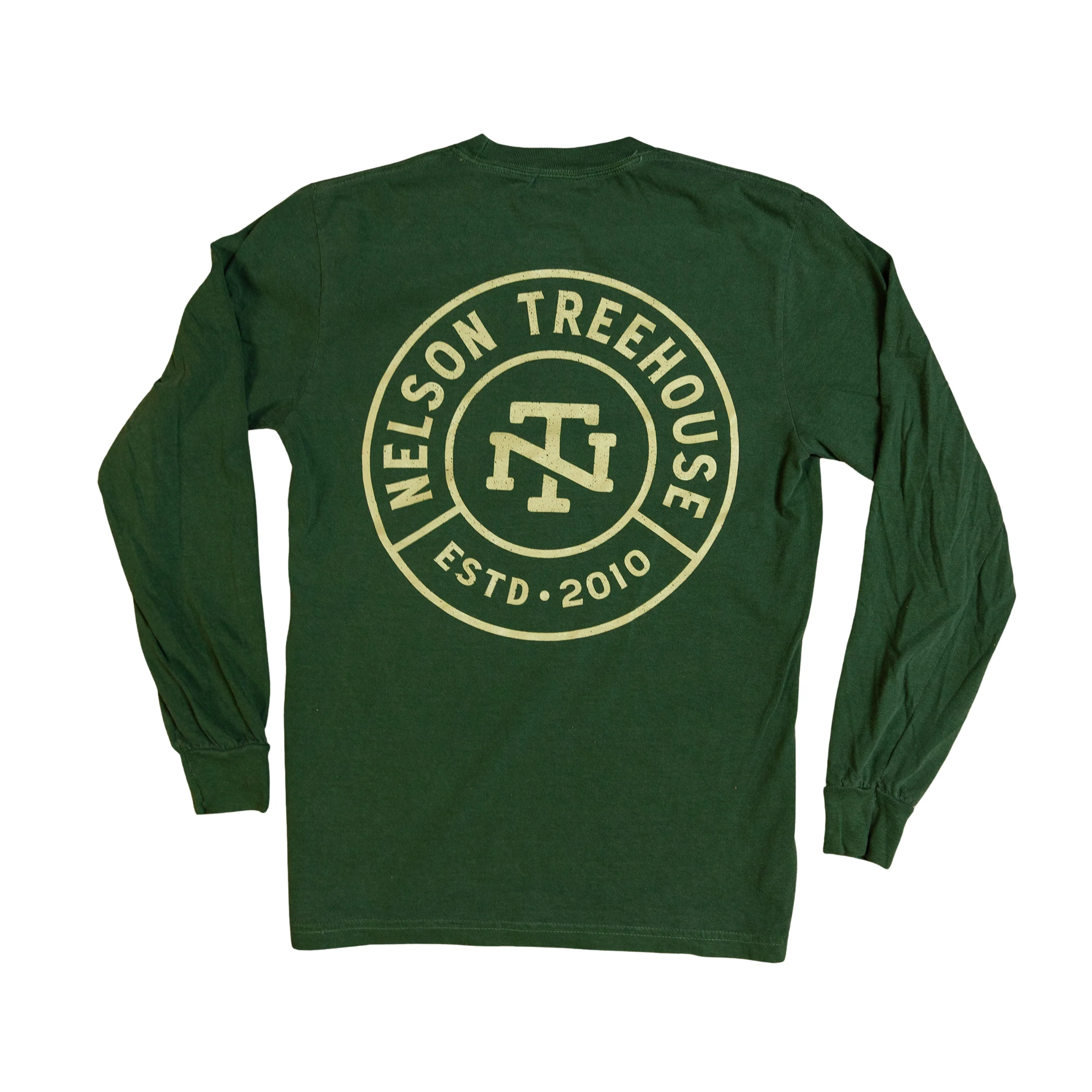Nelson Treehouse Stamp Long Sleeve T-Shirt - Forest Green | Be in a Tree - Image 3